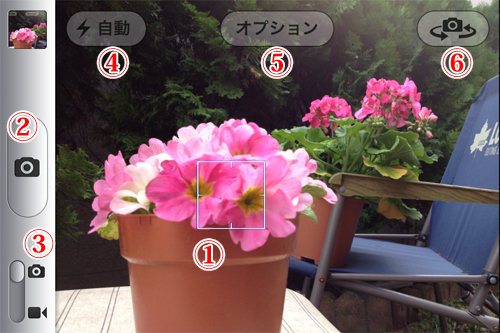 iPhoneのカメラ機能 操作画面